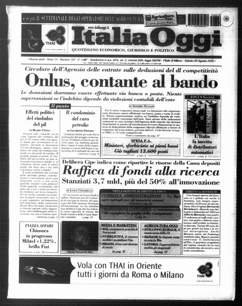 Italia oggi : quotidiano di economia finanza e politica